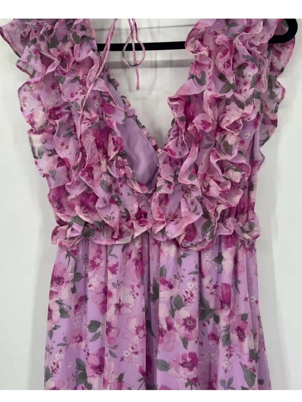 Storia Pink Floral Ruffle Maxi Dress - Picture 6 of 7